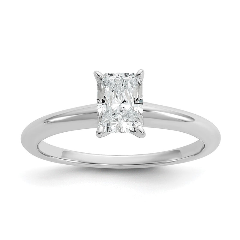 14K White Gold 3/4 carat Lab Grown Diamond VS+ F+ Radiant Solitaire Complete Engagement Ring