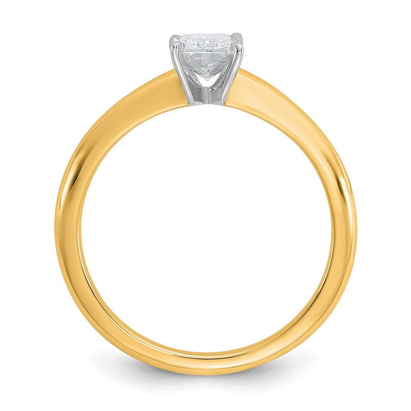 14K Two-Tone Gold Two-tone 3/4 carat Certified Lab Grown Diamond VS+ F+ Radiant Solitaire Complete Engagement Ring