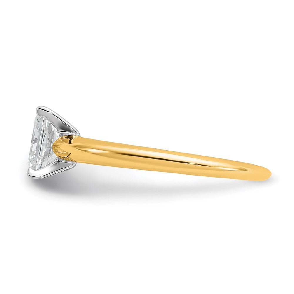 14K Two-Tone Gold Two-tone 3/4 carat Certified Lab Grown Diamond VS+ F+ Radiant Solitaire Complete Engagement Ring