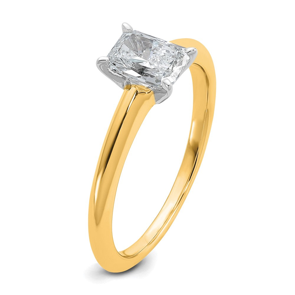 14K Two-Tone Gold Two-tone 3/4 carat Lab Grown Diamond VS+ F+ Radiant Solitaire Complete Engagement Ring