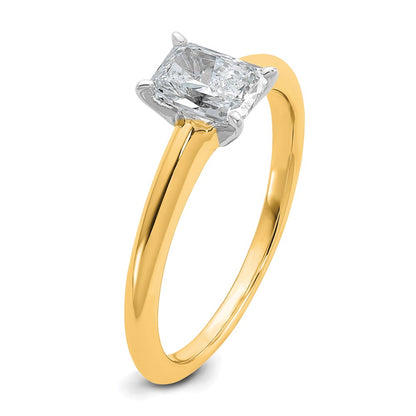 14K Two-Tone Gold Two-tone 3/4 carat Lab Grown Diamond VS+ F+ Radiant Solitaire Complete Engagement Ring