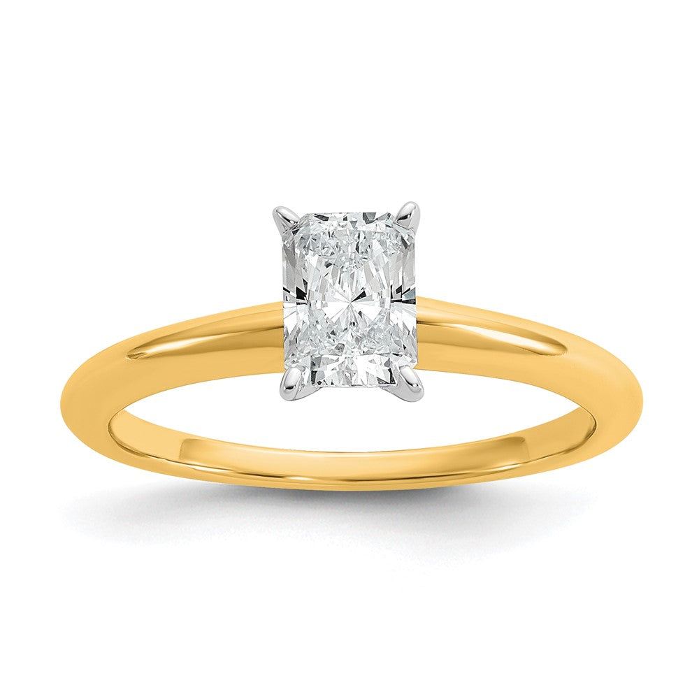 14K Two-Tone Gold Two-tone 3/4 carat Lab Grown Diamond VS+ F+ Radiant Solitaire Complete Engagement Ring