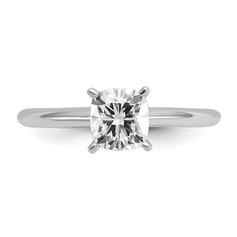 14K White Gold 1 carat Certified Lab Grown Diamond VS+ F+ Cushion Complete Solitaire Engagement Ring