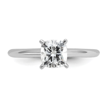 14K White Gold 1 carat Certified Lab Grown Diamond VS+ F+ Cushion Complete Solitaire Engagement Ring