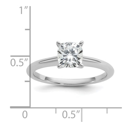 14K White Gold 1 carat Lab Grown Diamond VS+ F+ Cushion Complete Solitaire Engagement Ring