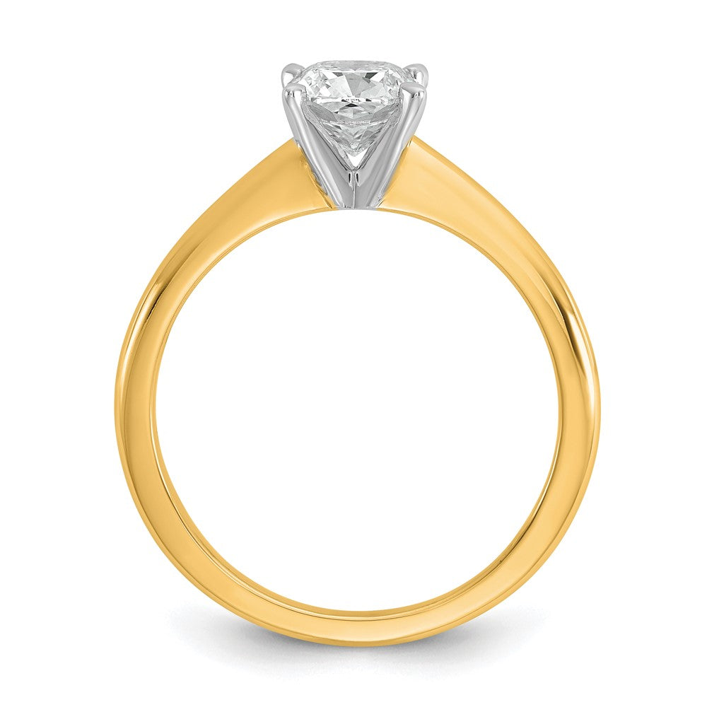 14K Two-Tone Gold Two-tone 1 carat Lab Grown Diamond VS+ F+ Cushion Complete Solitaire Engagement Ring