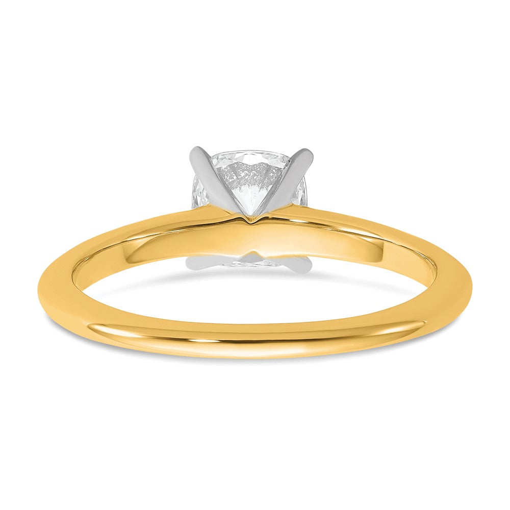 14K Two-Tone Gold Two-tone 1 carat Lab Grown Diamond VS+ F+ Cushion Complete Solitaire Engagement Ring