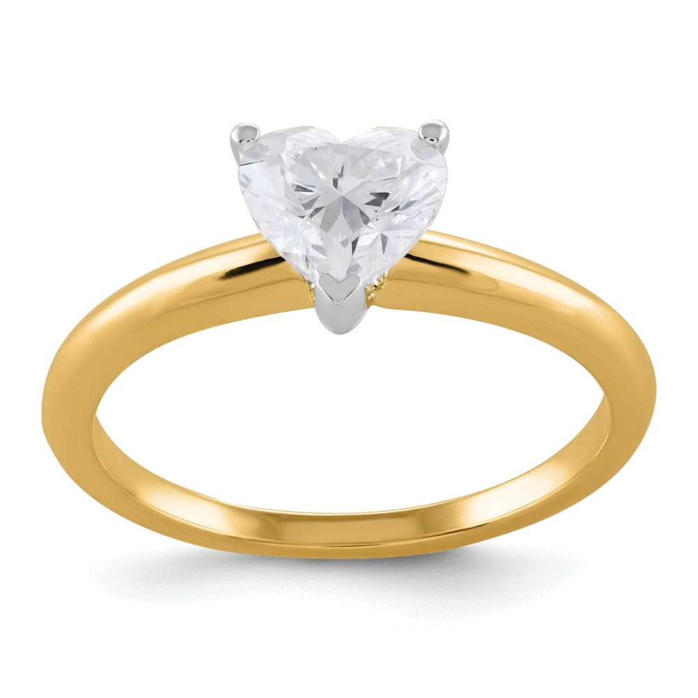 14k Two-Tone 1ct VS/SI+ G+ Lab Grown Heart Diamond Solitaire Ring