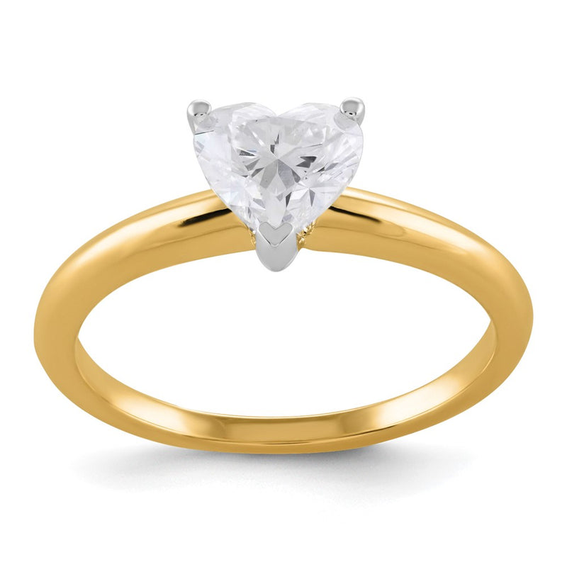 14k Two-Tone 1ct VS/SI+ G+ Lab Grown Heart Diamond Solitaire Ring