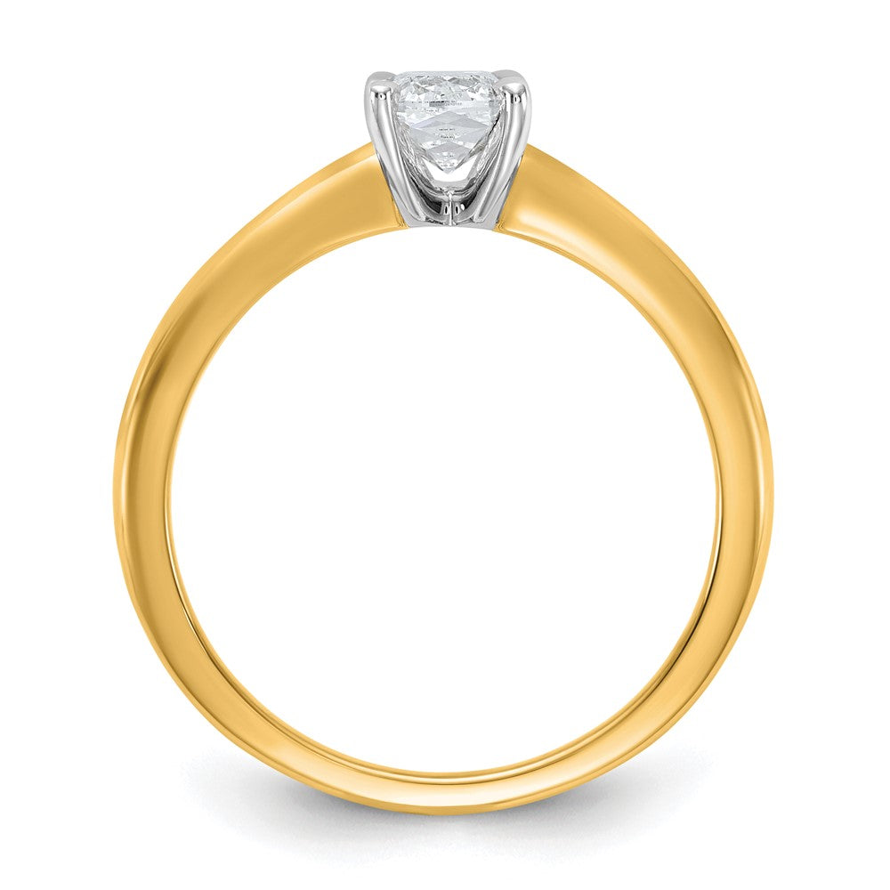 14K Two-Tone Gold Two-tone 1 carat VS+ F+ Lab Grown Diamond Ketan Cut Long Cushion Solitaire Engagement Ring