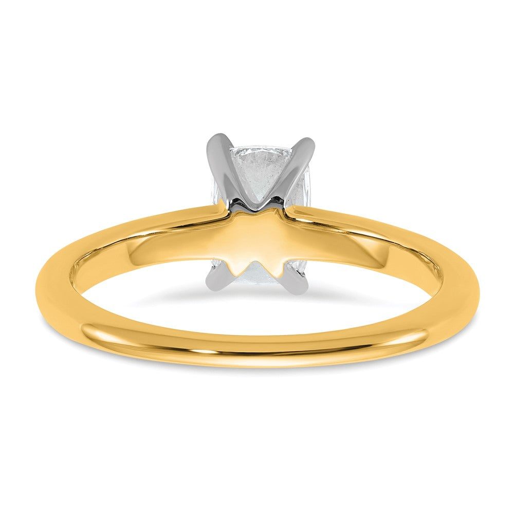 14k Two-tone 1 Ct. VS/SI+ G+ Lab Grown Diamond Ketan Cut Long Cushion Solitaire Engagement Ring