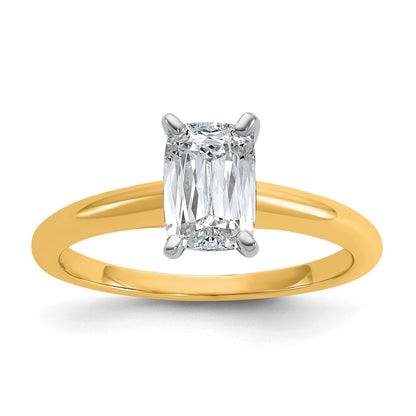 14k Two-tone 1 Ct. VS/SI+ G+ Lab Grown Diamond Ketan Cut Long Cushion Solitaire Engagement Ring