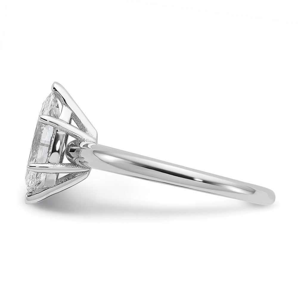 14K White Gold 1 carat Certified Lab Grown Diamond VS+ F+ Marquise Solitaire Complete Engagement Ring