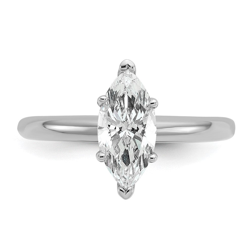 14K White Gold 1 carat Certified Lab Grown Diamond VS+ F+ Marquise Solitaire Complete Engagement Ring
