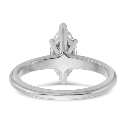 14K White Gold 1 carat Lab Grown Diamond VS+ F+ Marquise Solitaire Complete Engagement Ring