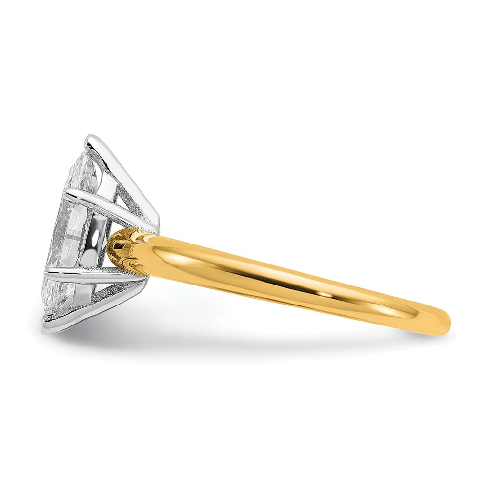 14k Two-tone 1 Ct. Certified Lab Grown Diamond VS/SI+ G+ Marquise Solitare Engagement Ring