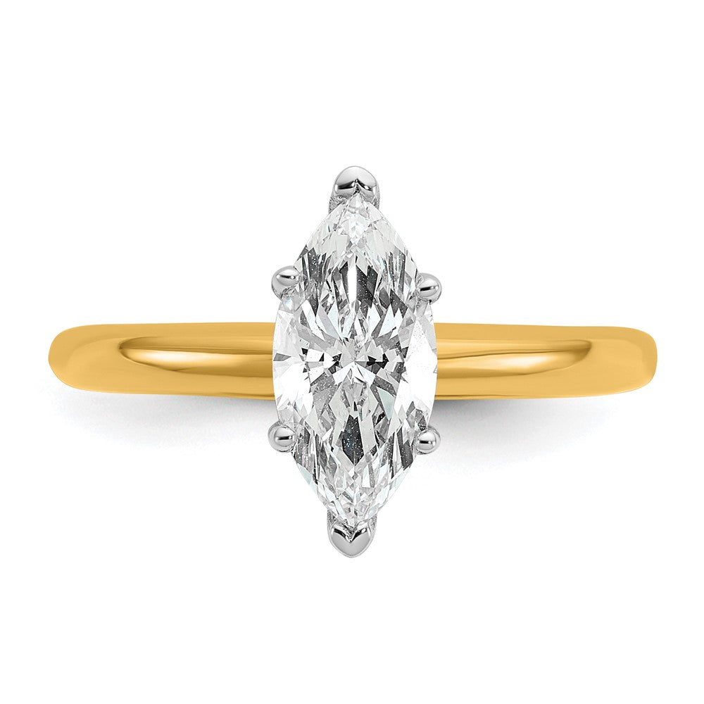 14k Two-tone 1 Ct. Certified Lab Grown Diamond VS/SI+ G+ Marquise Solitare Engagement Ring