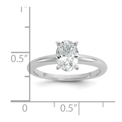 14K White Gold 1 carat Certified Lab Grown Diamond VS+ F+ Oval Complete Solitaire Engagement Ring