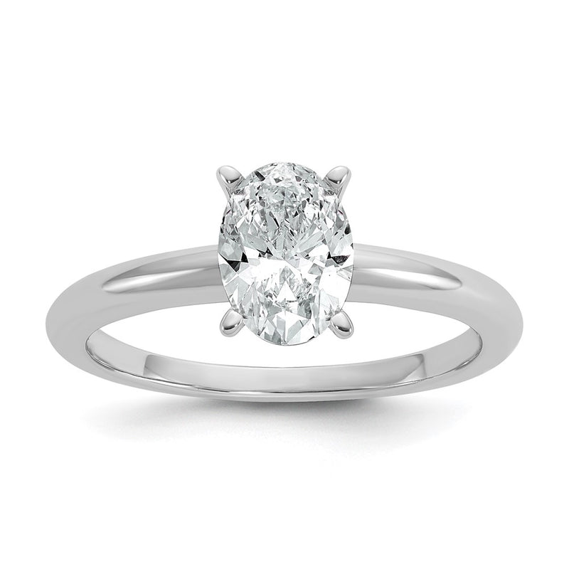 14K White Gold 1 carat Certified Lab Grown Diamond VS+ F+ Oval Complete Solitaire Engagement Ring
