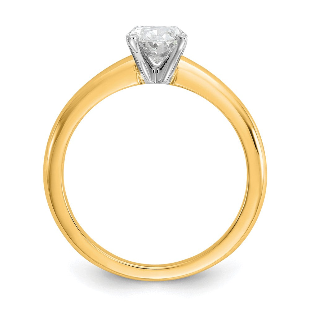14K Two-Tone Gold 1 carat Certified Lab Grown Diamond VS+ F+ Oval Complete Solitaire Engagement Ring