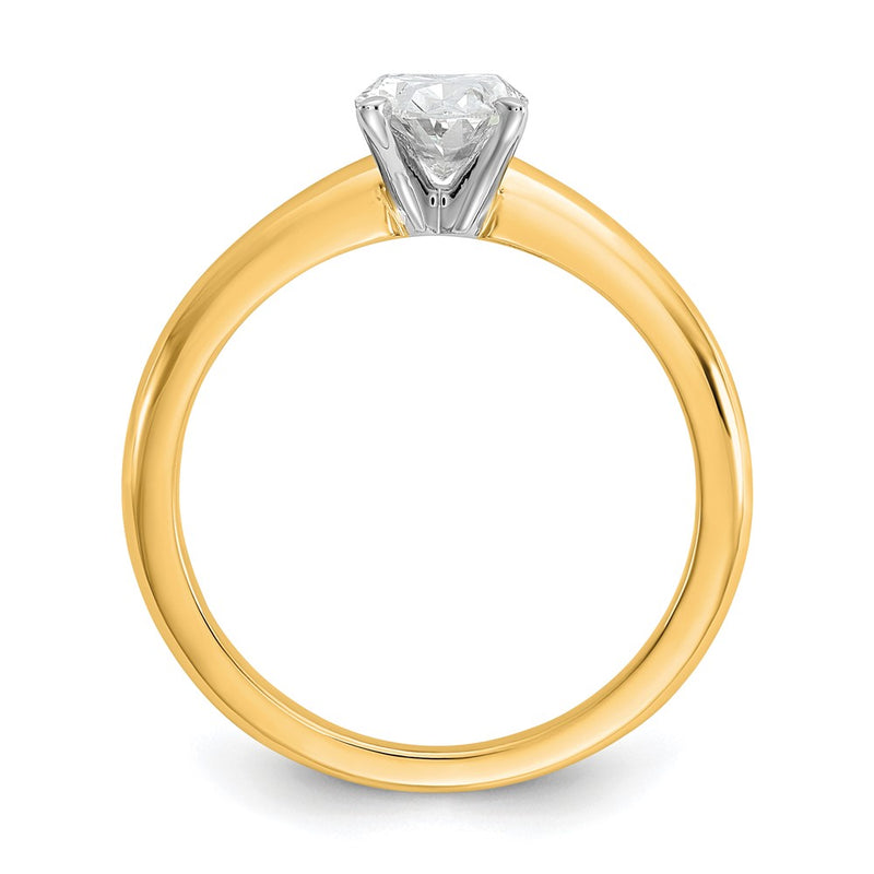 14K Two-Tone Gold 1 carat Certified Lab Grown Diamond VS+ F+ Oval Complete Solitaire Engagement Ring