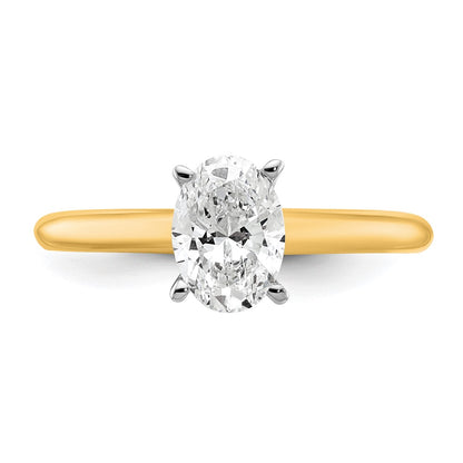 14K Two-Tone Gold 1 carat Certified Lab Grown Diamond VS+ F+ Oval Complete Solitaire Engagement Ring