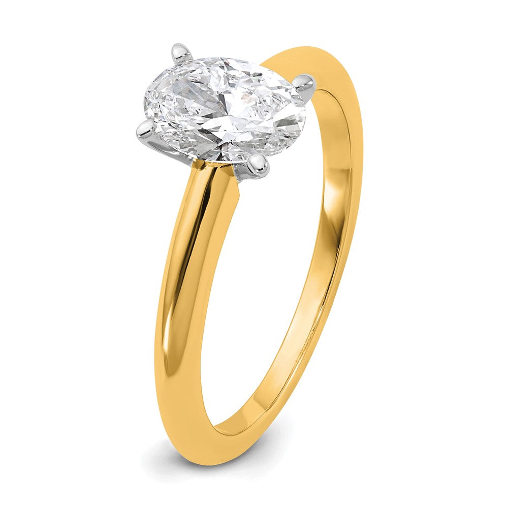 14K Two-Tone Gold 1 carat Certified Lab Grown Diamond VS+ F+ Oval Complete Solitaire Engagement Ring