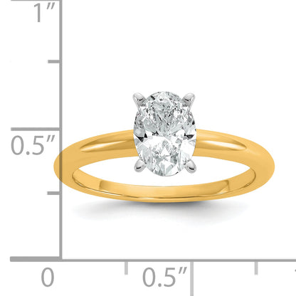 14k Two-tone 1 Ct. Certified Lab Grown Diamond VS/SI+ G+ Oval Solitare Engagement Ring