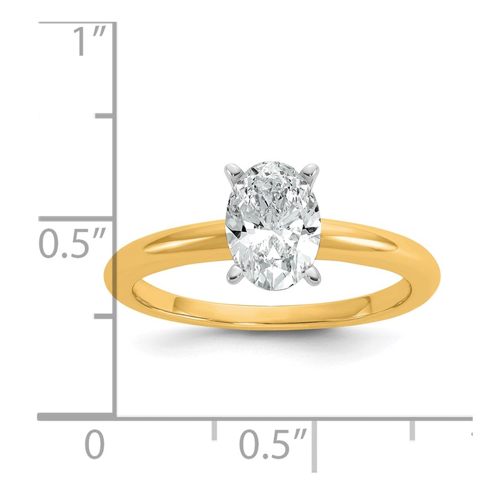 14K Two-Tone Gold 1 carat Lab Grown Diamond VS+ F+ Oval Complete Solitaire Engagement Ring
