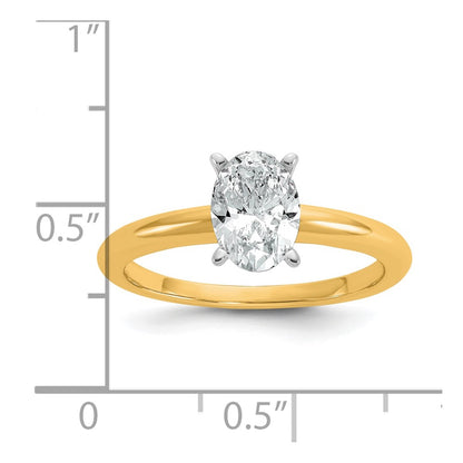 14K Two-Tone Gold 1 carat Lab Grown Diamond VS+ F+ Oval Complete Solitaire Engagement Ring