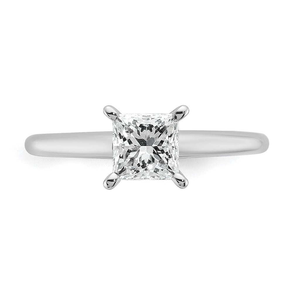 14K White Gold 1 carat Lab Grown Diamond VS+ F+ Princess Complete Solitaire Engagement Ring