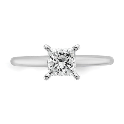 14K White Gold 1 carat Lab Grown Diamond VS+ F+ Princess Complete Solitaire Engagement Ring