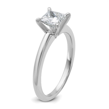 14K White Gold 1 carat Lab Grown Diamond VS+ F+ Princess Complete Solitaire Engagement Ring