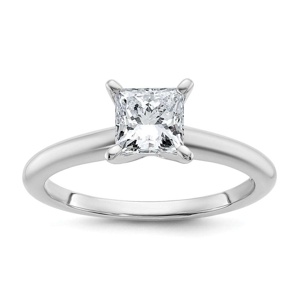 14K White Gold 1 carat Certified Lab Grown Diamond VS+ F+ Princess Complete Solitaire Engagement Ring