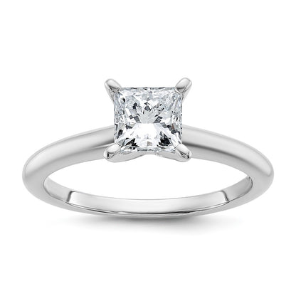 14K White Gold 1 carat Certified Lab Grown Diamond VS+ F+ Princess Complete Solitaire Engagement Ring