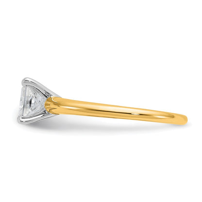 14K Two-Tone Gold Two-tone 1 carat Certified Lab Grown Diamond VS+ F+ Princess Complete Solitaire Engagement Ring