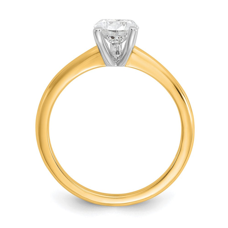 14K Two-Tone Gold Two-tone 1 carat Certified Lab Grown Diamond VS+ F+ Pear Solitaire Complete Engagement Ring