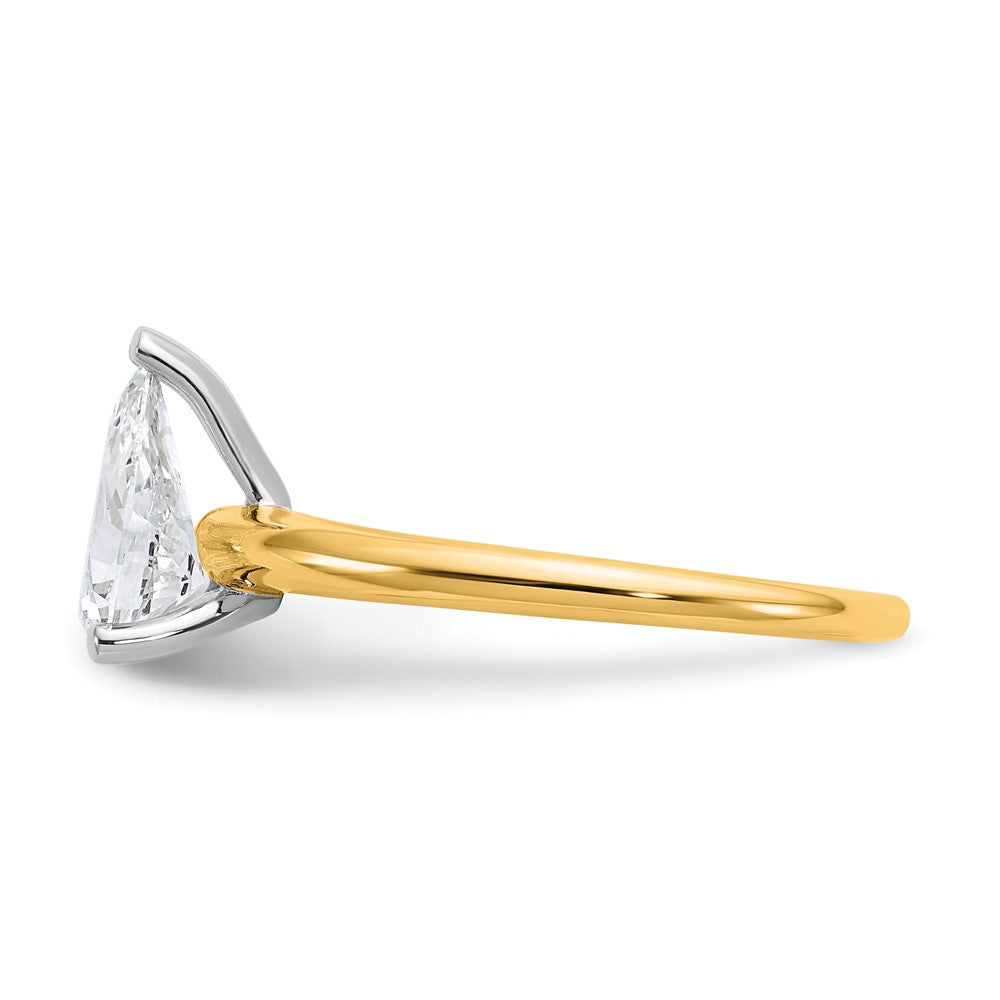 14K Two-Tone Gold Two-tone 1 carat Certified Lab Grown Diamond VS+ F+ Pear Solitaire Complete Engagement Ring