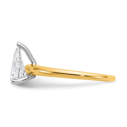 14K Two-Tone Gold Two-tone 1 carat Certified Lab Grown Diamond VS+ F+ Pear Solitaire Complete Engagement Ring