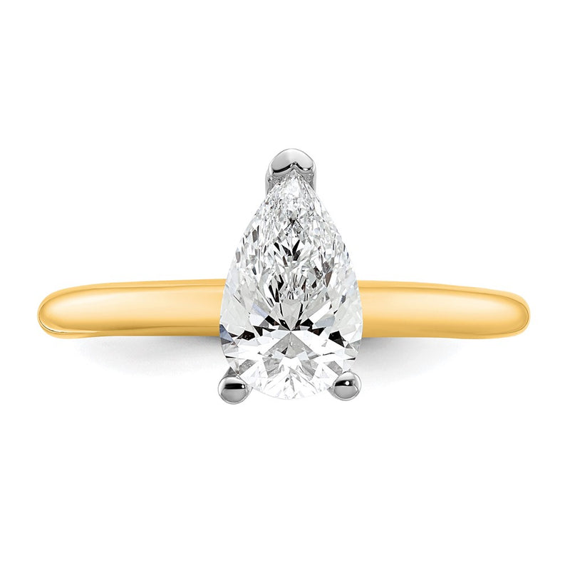 14K Two-Tone Gold Two-tone 1 carat Lab Grown Diamond VS+ F+ Pear Solitaire Complete Engagement Ring
