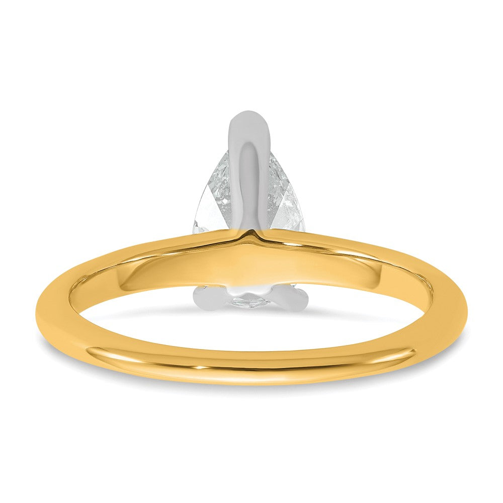 14K Two-Tone Gold Two-tone 1 carat Lab Grown Diamond VS+ F+ Pear Solitaire Complete Engagement Ring