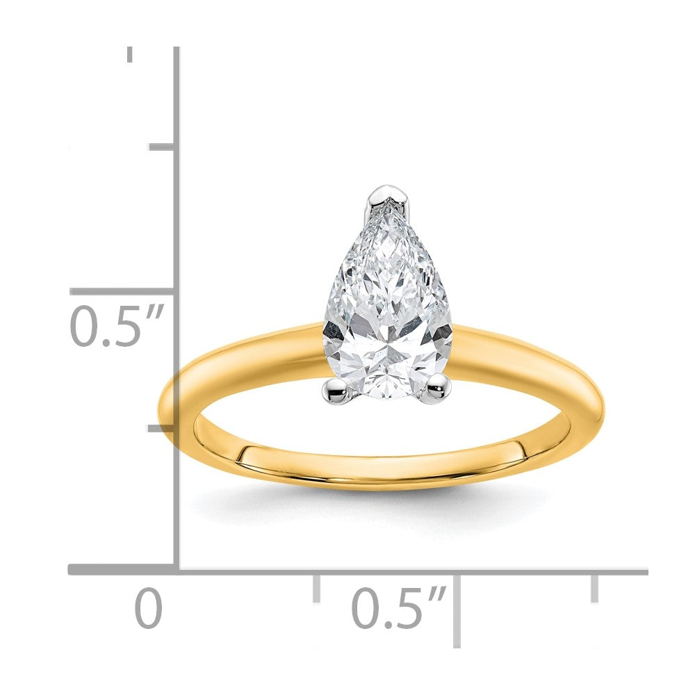 14k Two-tone 1 Ct. Certified Lab Grown Diamond VS/SI+ G+ Pear Solitare Engagement Ring