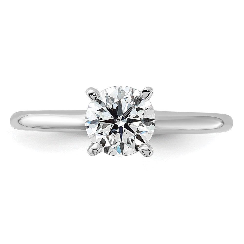 14K White Gold 1 carat Certified Lab Grown Diamond VS+ F+ Round Complete Solitaire Engagement Ring
