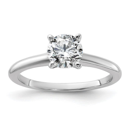 14K White Gold 1 carat Lab Grown Diamond VS+ F+ Round Complete Solitaire Engagement Ring
