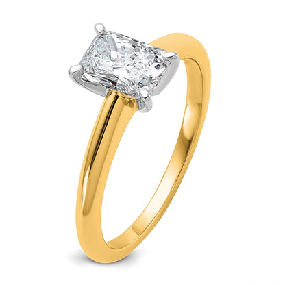 14k Two-tone 1 Ct. Lab Grown Diamond VS/SI+ G+ Radiant Solitare Engagement Ring
