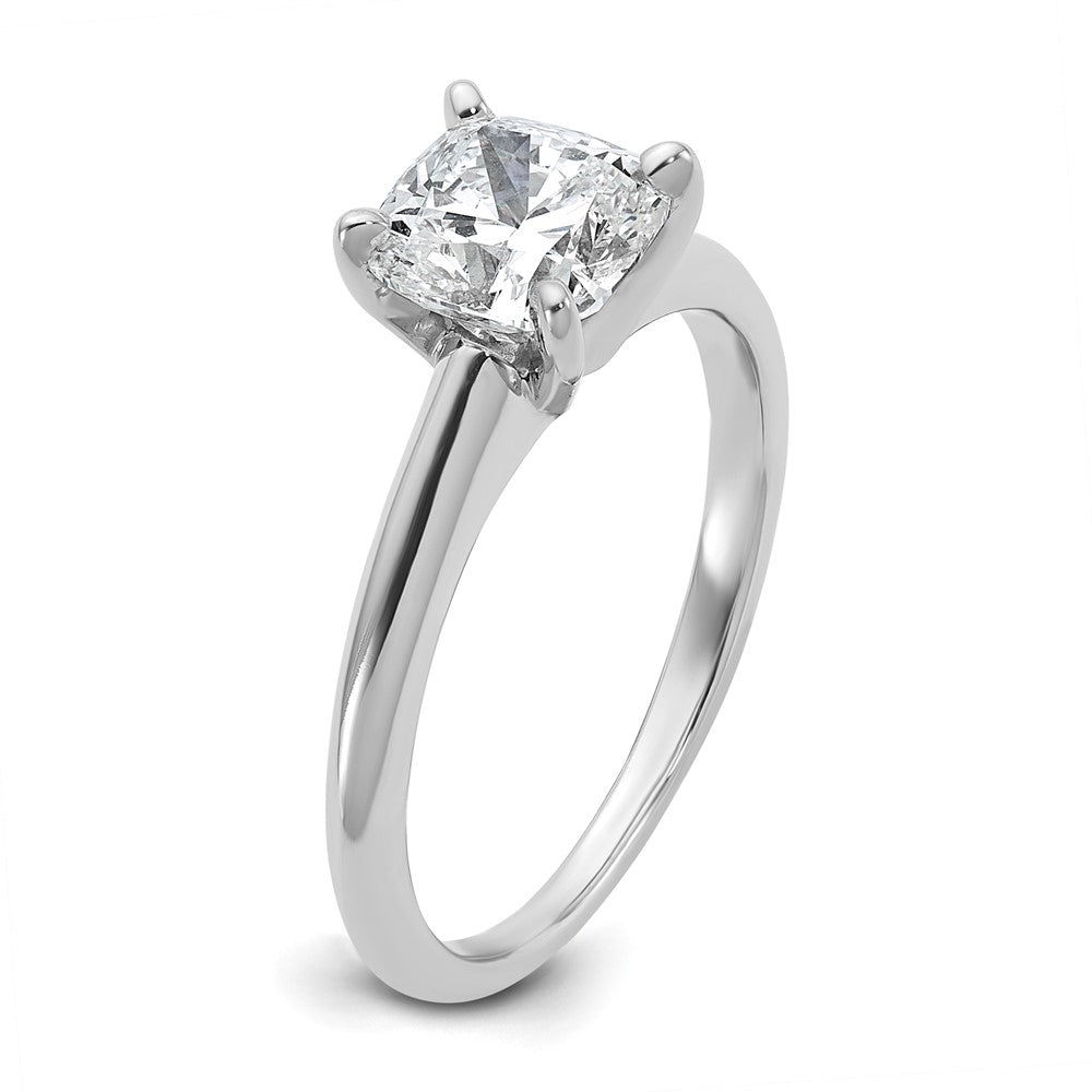 14K White Gold 1 1/2 carat Lab Grown Diamond VS+ F+ Cushion Complete Solitaire Engagement Ring