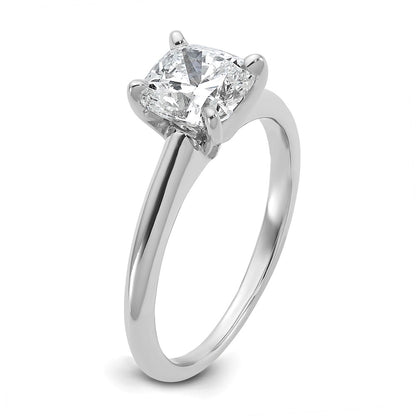 14K White Gold 1 1/2 carat Lab Grown Diamond VS+ F+ Cushion Complete Solitaire Engagement Ring