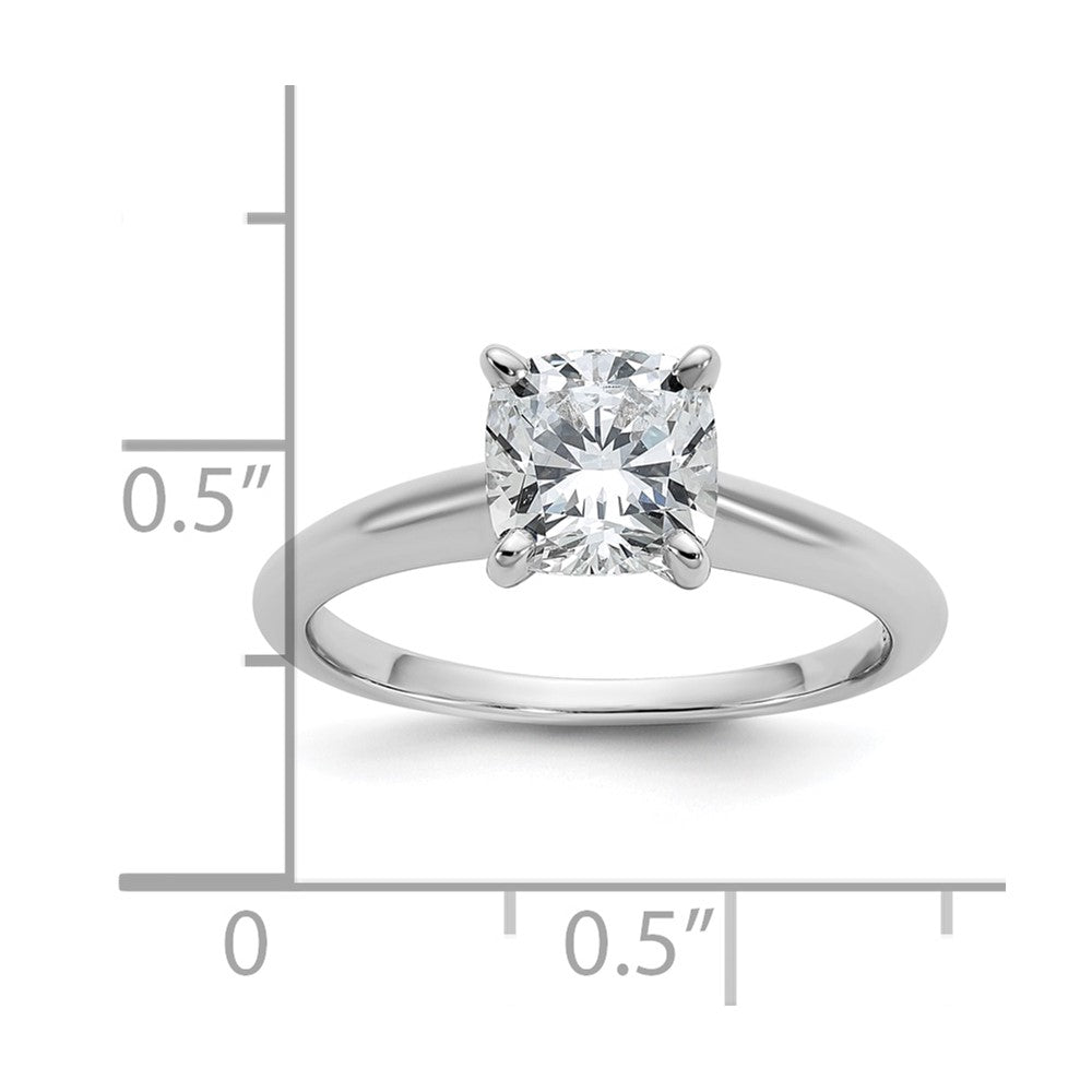 14K White Gold 1 1/2 carat Lab Grown Diamond VS+ F+ Cushion Complete Solitaire Engagement Ring