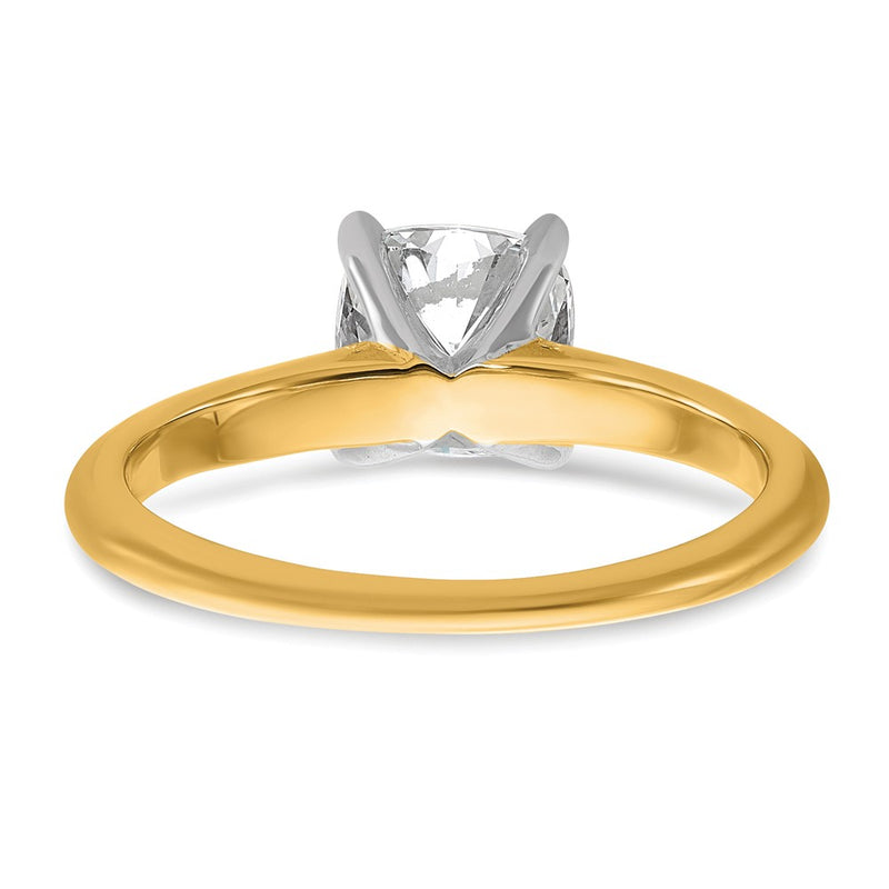 14K Two-Tone Gold Two-tone 1 1/2 carat Certified Lab Grown Diamond VS+ F+ Cushion Complete Solitaire Engagement Ring