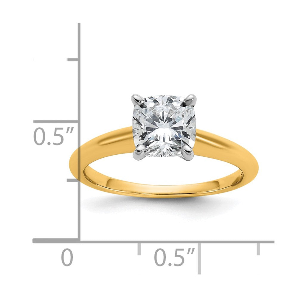 14k Two-tone 1 1/2 Ct. Lab Grown Diamond VS/SI+ G+ Cushion Solitare Engagement Ring